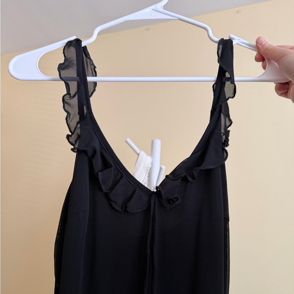 Black Ruffle-Trim Sleeveless Dress